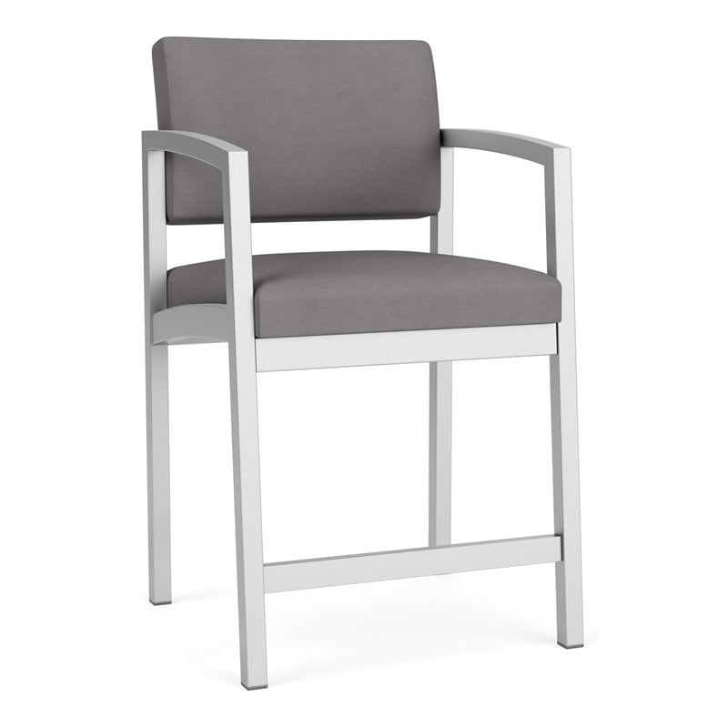 Pemberly Row Reception Waiting Room Hip Chair-Silver Steel-Light Gray