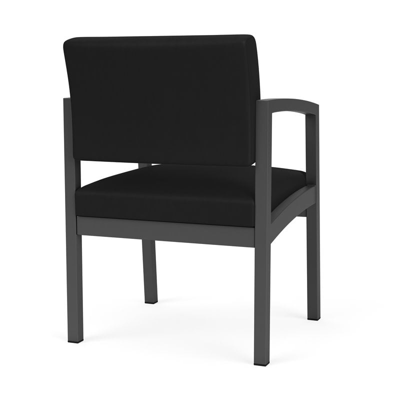 Pemberly Row Reception Waiting Room Guest Chair-Charcoal Steel-Black