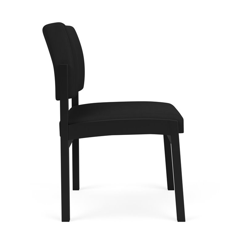 Pemberly Row Reception Waiting Armless Guest Chair-Black Steel-Black
