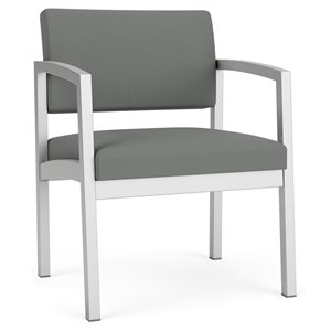 Pemberly Row Reception Waiting Oversize Guest Chair-Silver Steel-Light Gray