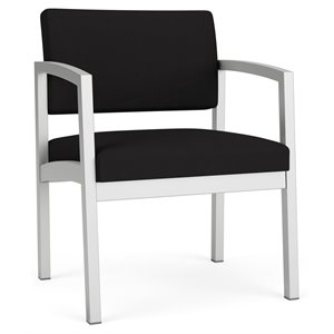 Pemberly Row Reception Waiting Oversize Guest Chair-Silver Steel-Black