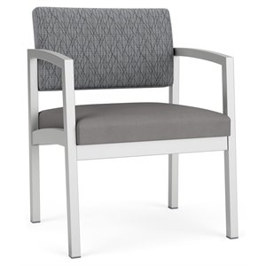 Pemberly Row Reception Waiting Oversize Guest Chair-Silver Steel-Gray-Gray