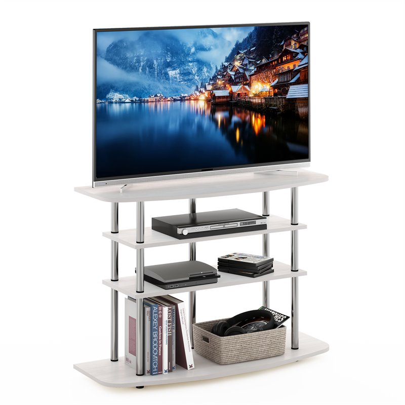 Pemberly Row Turn-N-Tube Wood 4-Tier TV Stand for TV up to 50