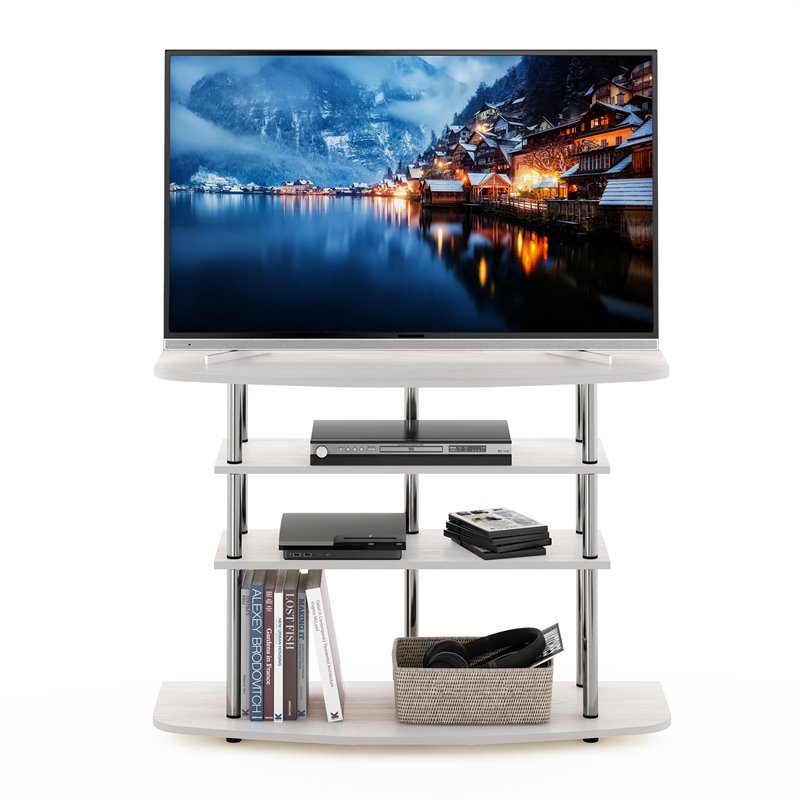 Pemberly Row Turn-N-Tube Wood 4-Tier TV Stand for TV up to 50