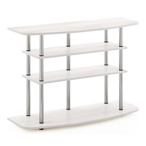 Pemberly Row Turn-N-Tube Wood 4-Tier TV Stand for TV up to 50&quot in White