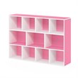 Pemberly Row Engineered Wood 11-Cube Reversible Open Shelf Bookcase in Pink