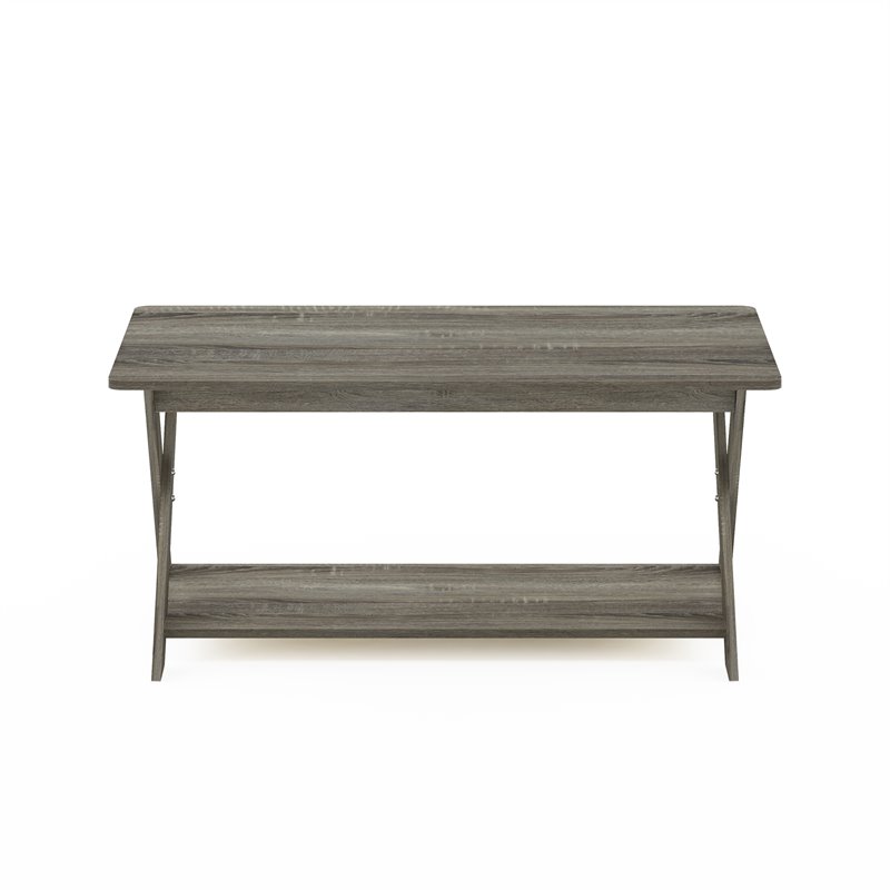 Pemberly Row Engineered Wood Criss-Crossed Coffee Table in French Oak Gray
