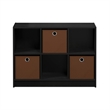 Pemberly Row Wood 3x2 Bookcase Storage w/Bins in Americano Black/Medium Brown