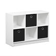 Pemberly Row Engineered Wood 3x2 Bookcase Storage w/Bins in White/Black