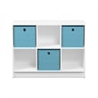 Pemberly Row Engineered Wood 3x2 Bookcase Storage w/Bins in White/Light Blue