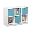 Pemberly Row Engineered Wood 3x2 Bookcase Storage w/Bins in White/Light Blue