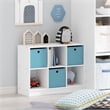 Pemberly Row Engineered Wood 3x2 Bookcase Storage w/Bins in White/Light Blue