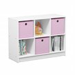 Pemberly Row Engineered Wood 3x2 Bookcase Storage w/Bins in White/Pink