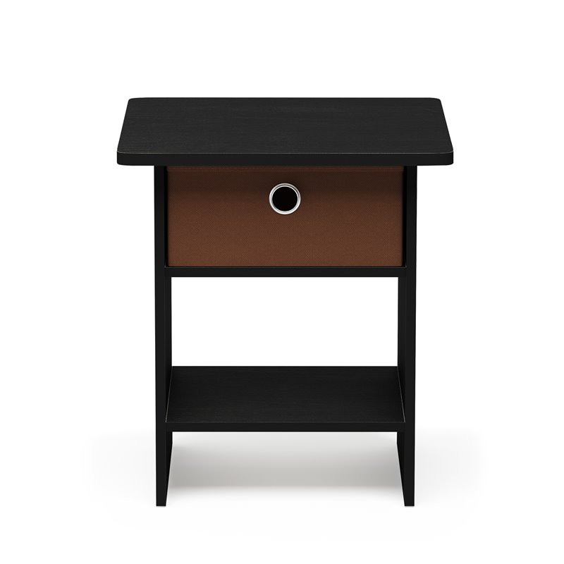 Pemberly Row Wood End Table Storage Shelf in Americano Black/Medium Brown