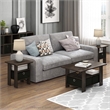 Pemberly Row Wood End Table with Bin Drawer in Dark Brown/Black (Set of 2)