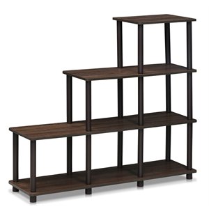 Pemberly Row Turn-N-Tube Engineered Wood Ladder Space Shelf in Walnut/Brown