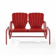 Pemberly Row Contemporary Metal Outdoor Loveseat Glider in Red