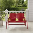 Pemberly Row Contemporary Metal Outdoor Loveseat Glider in Red