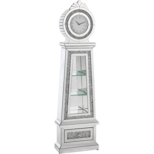 Pemberly Row Contemporary Grandfather Clock in Mirrored & Faux Diamonds