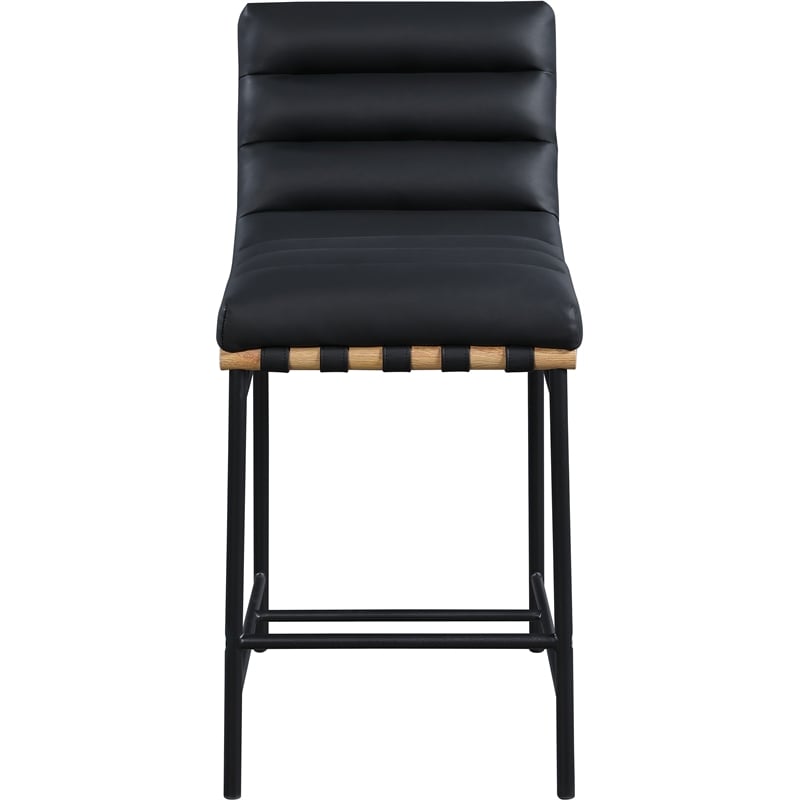 Pemberly Row Contemporary Black Vegan Faux Leather Counter Stool
