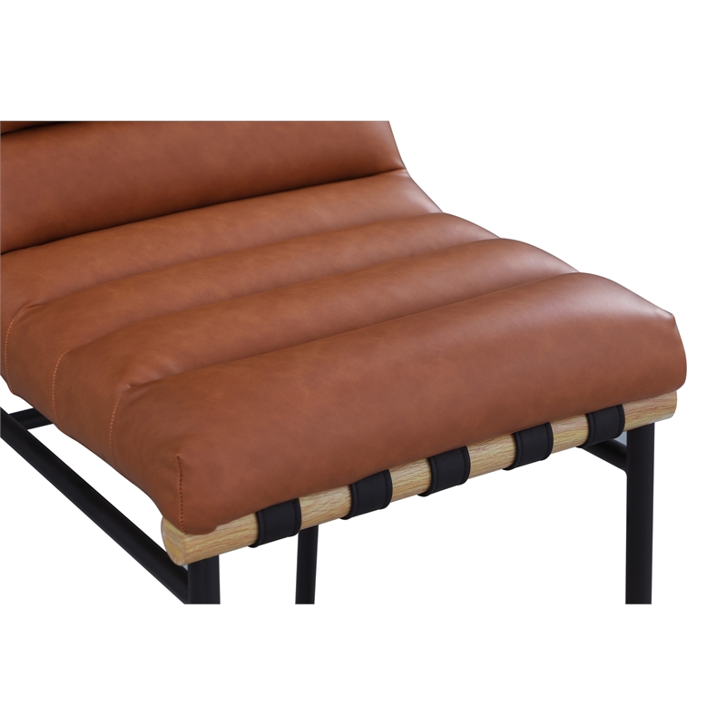 Pemberly Row Contemporary Cognac Vegan Leather Counter Stool