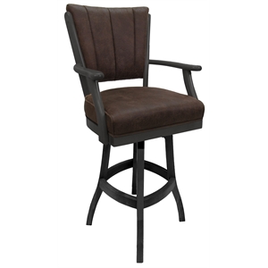 Pemberly Row Classic Solid Wood Swivel 30&quot Bar Stool with Arms