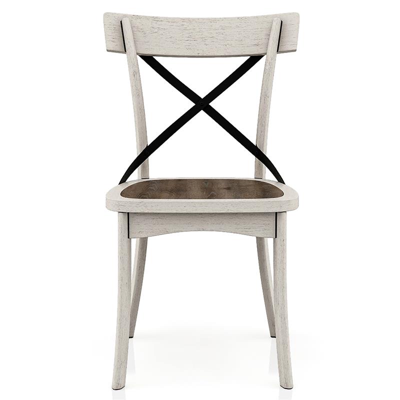 Pemberly Row Rustic Wood Dining Chair in Antique White (Set of 2)