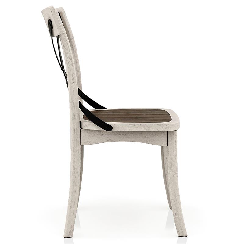 Pemberly Row Rustic Wood Dining Chair in Antique White (Set of 2)