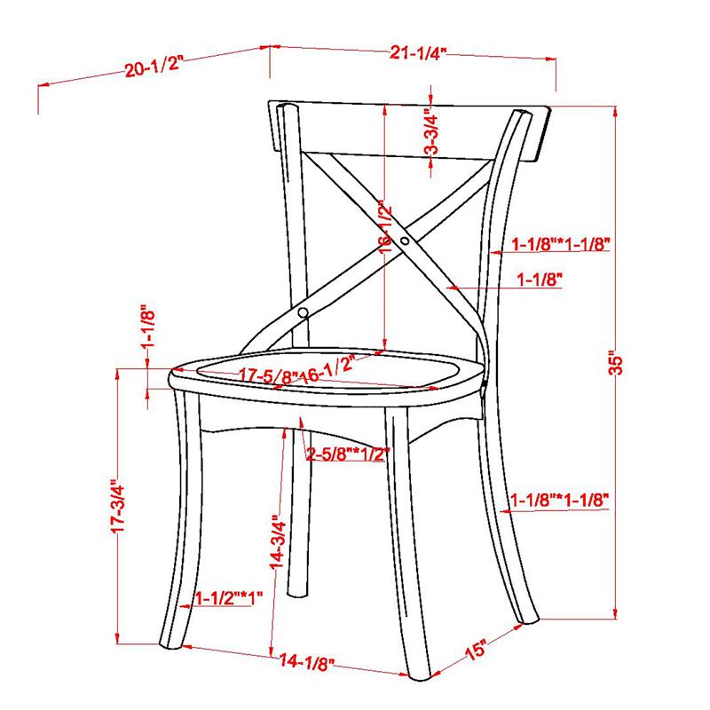 Pemberly Row Rustic Wood Dining Chair in Antique White (Set of 2)