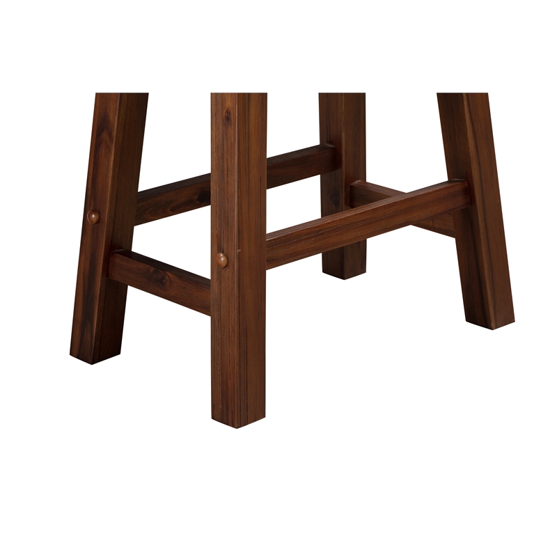 Pemberly Row Saddle 18 inch Stool Chestnut Wire-Brush Set of 2