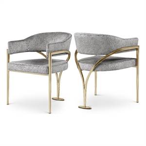 Pemberly Row Contemporary Grey Velvet Dining Chair (Set of 2)