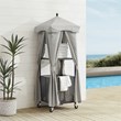 Pemberly Row Modern Fabric Outdoor Towel Valet in Gray/Matte Black
