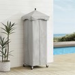 Pemberly Row Modern Fabric Outdoor Towel Valet in Gray/Matte Black