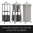 Pemberly Row Modern Fabric Outdoor Towel Valet in Gray/Matte Black