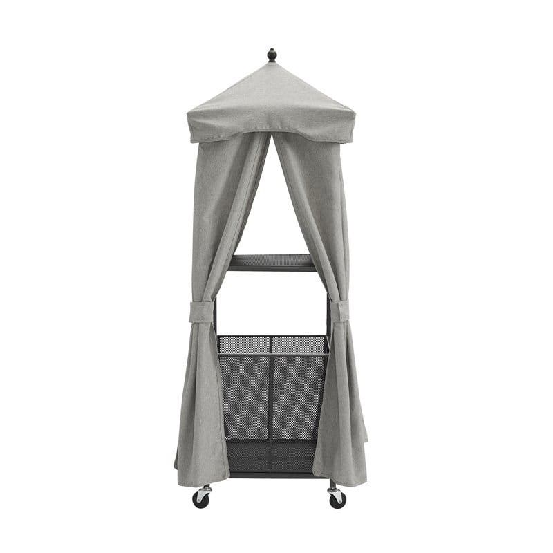 Pemberly Row Modern Fabric Outdoor Towel Valet in Gray/Matte Black