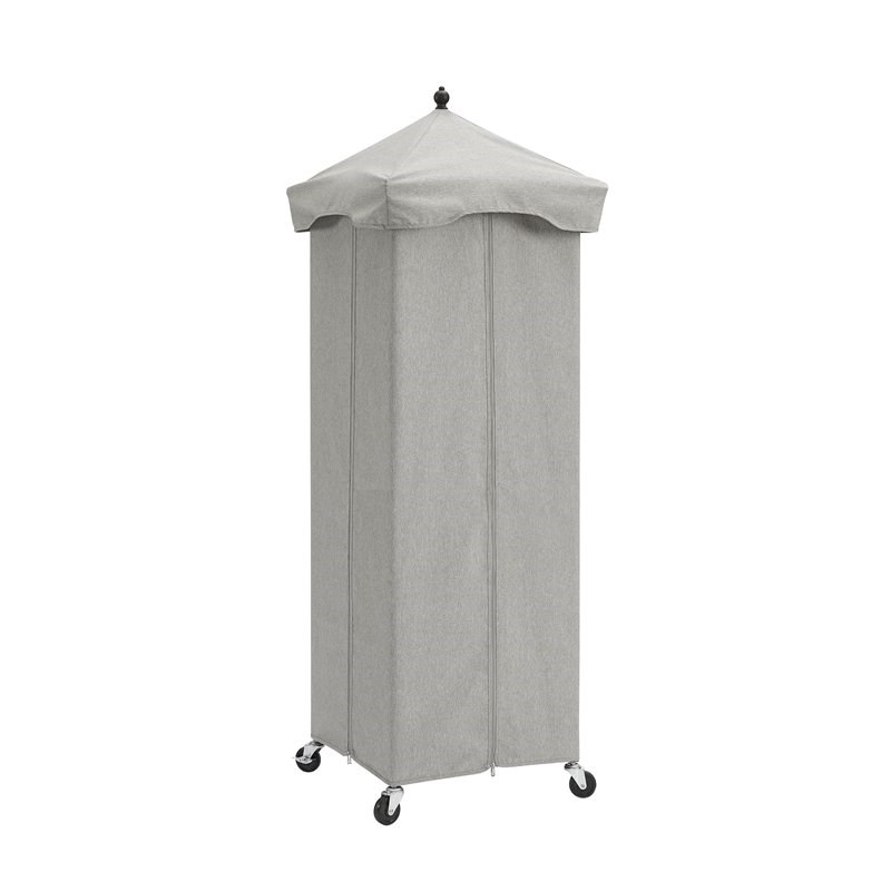Pemberly Row Modern Fabric Outdoor Towel Valet in Gray/Matte Black