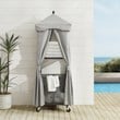 Pemberly Row Modern Fabric Outdoor Towel Valet in Gray/Matte Black