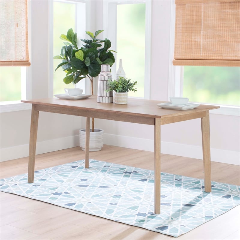 Pemberly Row Mid-Century Dining Table in Natural Brown Stained Wood