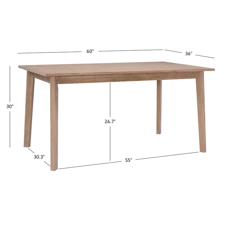 Pemberly Row Mid-Century Dining Table in Natural Brown Stained Wood