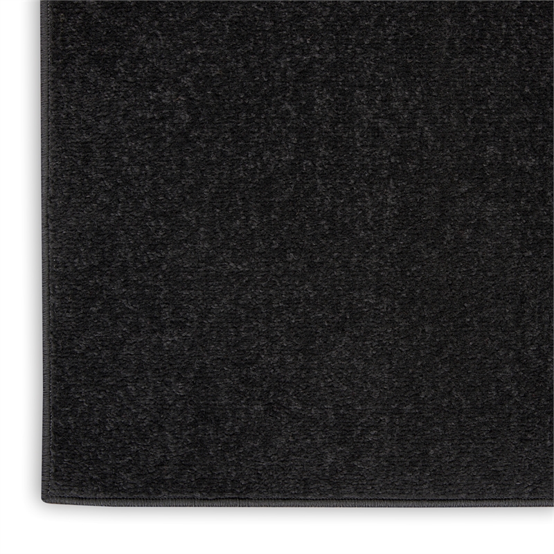 Pemberly Row Contemporary 9' x Square Black Fabric Outdoor Rug
