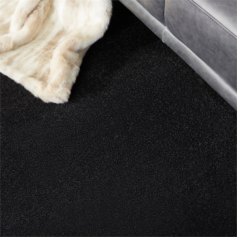 Pemberly Row Contemporary 9' x Square Black Fabric Outdoor Rug