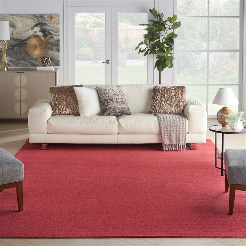 Pemberly Row Contemporary 9' x 12' Fabric Brick Red Outdoor Area Rug