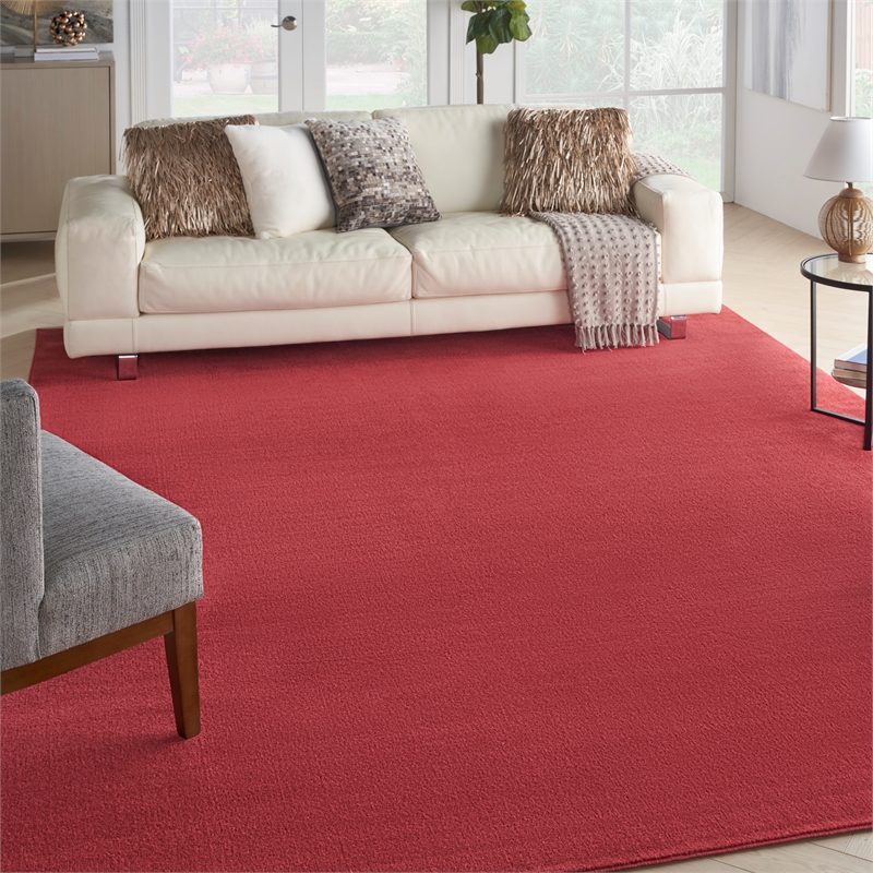 Pemberly Row Contemporary 9' x 12' Fabric Brick Red Outdoor Area Rug