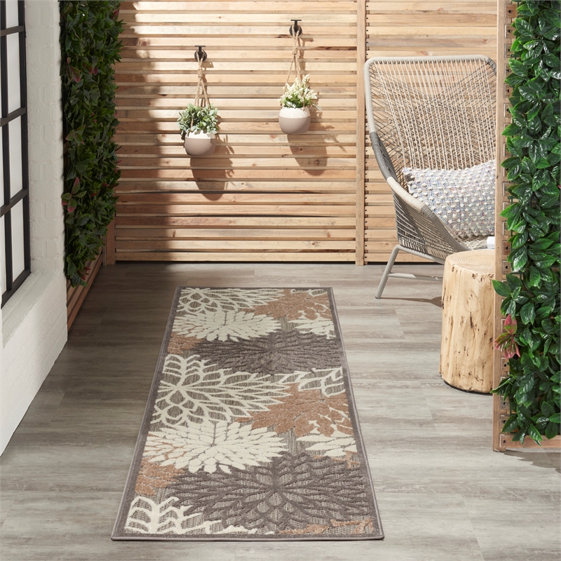 Pemberly Row Contemporary 2' x 6' Natural Outdoor Indoor/Outdoor Rug