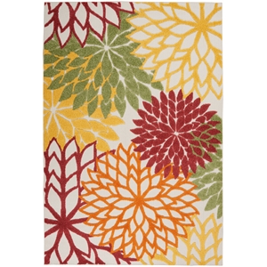 Pemberly Row 42&quot x 66&quot Fabric Indoor/Outdoor Rug in Red Multi-Color