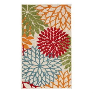 Pemberly Row 36&quot x 60&quot Fabric Indoor/Outdoor Rug in Green/Multi-Color