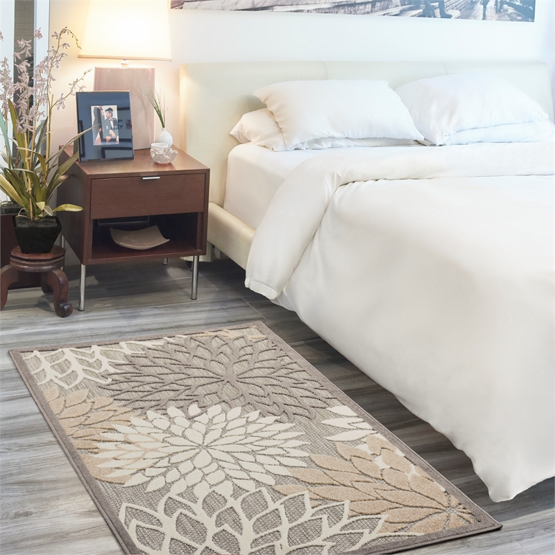 Pemberly Row Contemporary 3' x 5' Natural Outdoor Indoor/Outdoor Rug