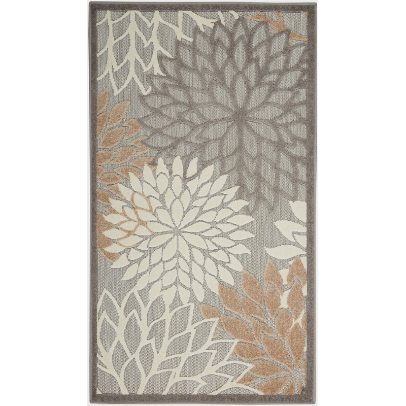 Pemberly Row Contemporary 3' x 5' Natural Outdoor Indoor/Outdoor Rug