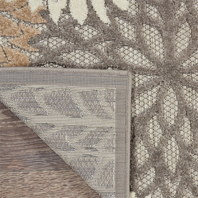 Pemberly Row Contemporary Fabric 5' x Square Natural Tropical Rug