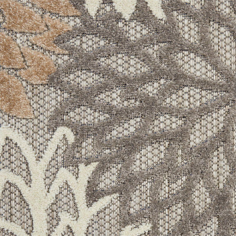 Pemberly Row Contemporary Fabric 5' x Square Natural Tropical Rug